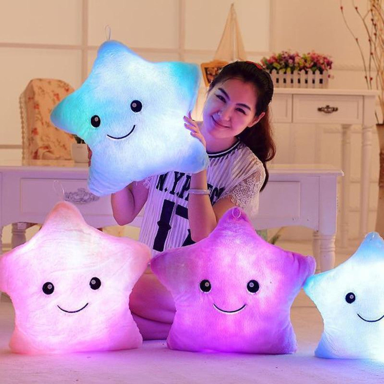 Star Glow Led Light Up Pillow Plush (random Color)