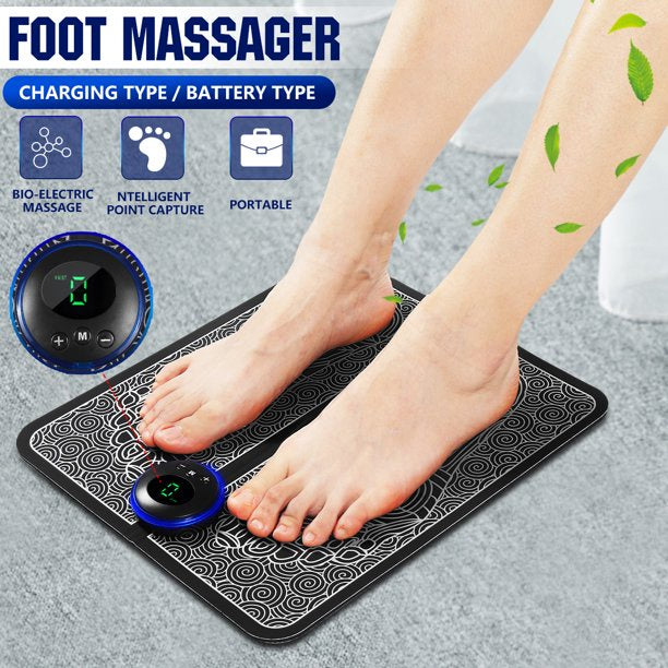 Ems Foot Massager Mat Electric And Mini Body Massager Combo Usb Charging Smart Display (pack Of 2)