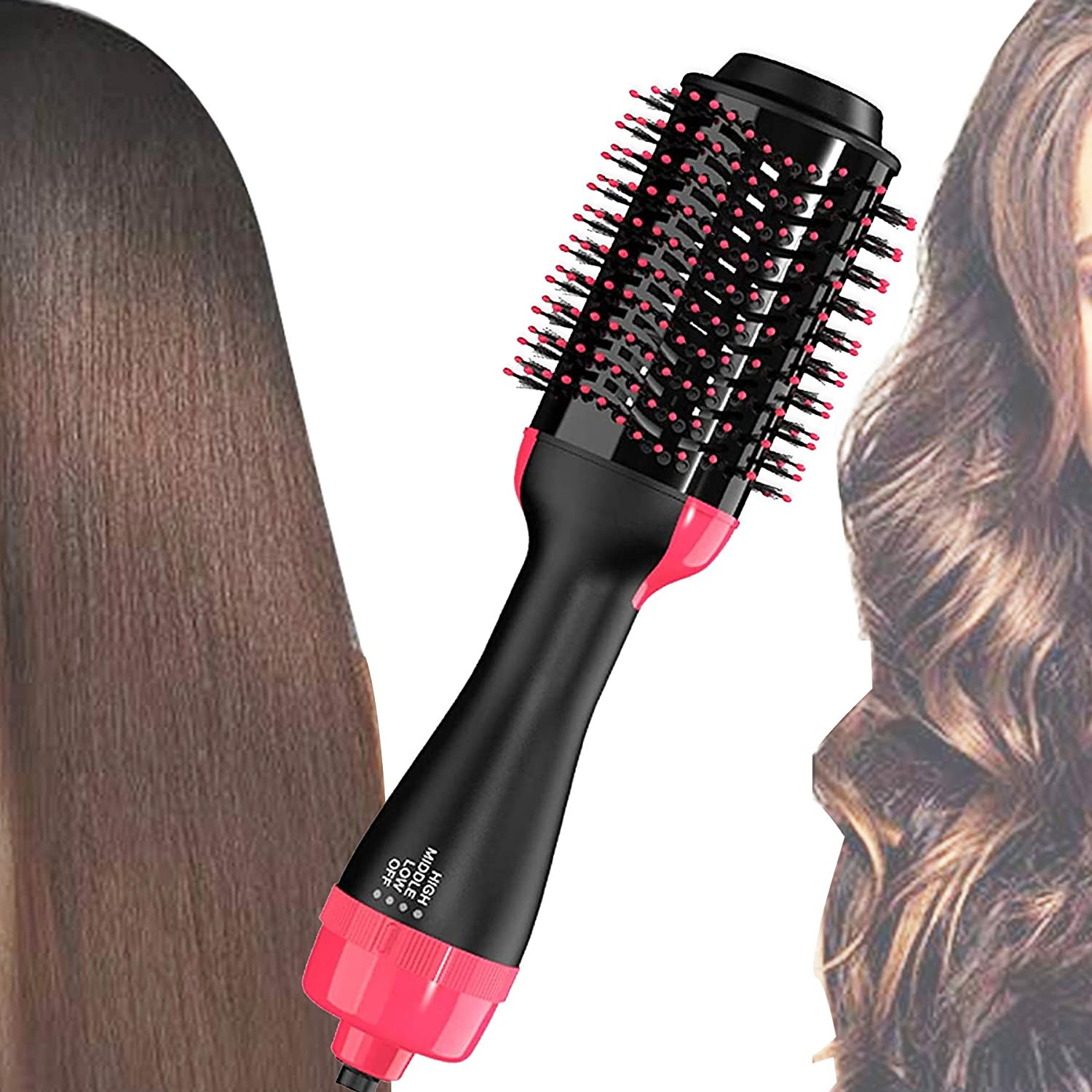 Professional Hot Air Brush Straightening Hair Dryer comb and Volumizer with Straightener Curler for Girls, Women