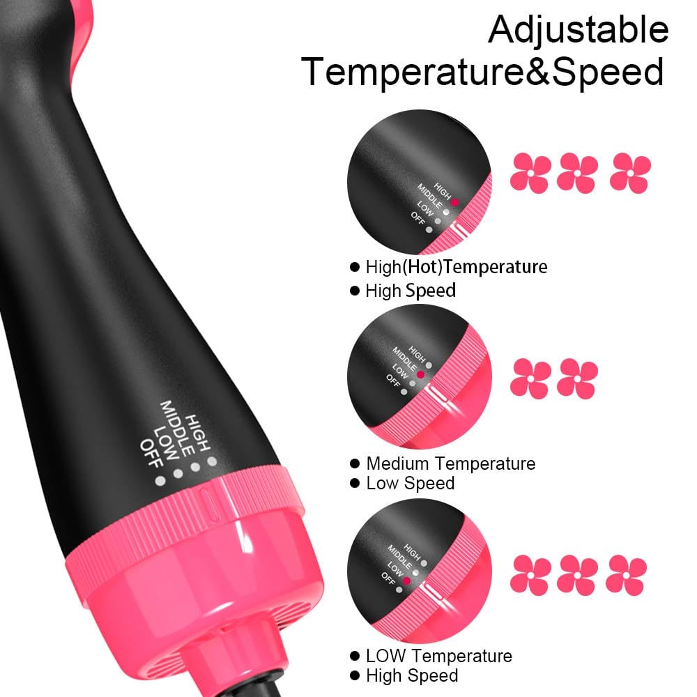 Professional Hot Air Brush Straightening Hair Dryer comb and Volumizer with Straightener Curler for Girls, Women