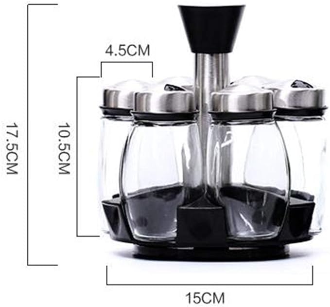 7 PCs 360 Rotatable Spice And Sugar Jar5449-With Stand