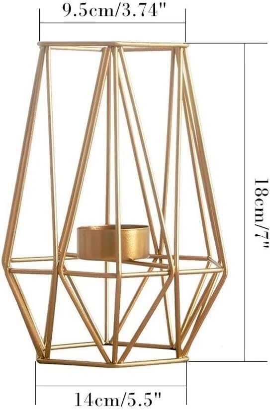 Hexagon Shaped Metal Candle Stand-Golden(SA2405-17)