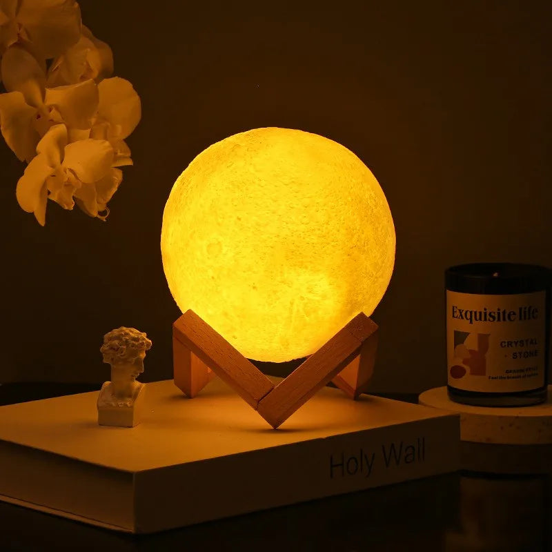 8 cm DIY Planet Lamp Moon Galaxy Night Light Art Painting Graffiti Birthday Gift Bedroom Living Room Decoration (With Stand)