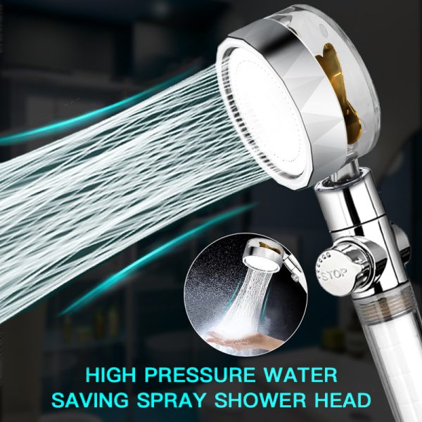 Pressurized Shower Head Turbine Shower Accessories One Piece Water Stop