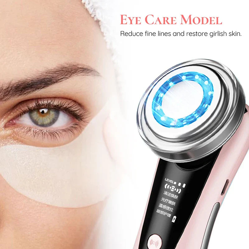 New 5 In 1 Handheld Ultrasonic Electric Photon Facial Massager Cleanser Face And Body Massage Beauty