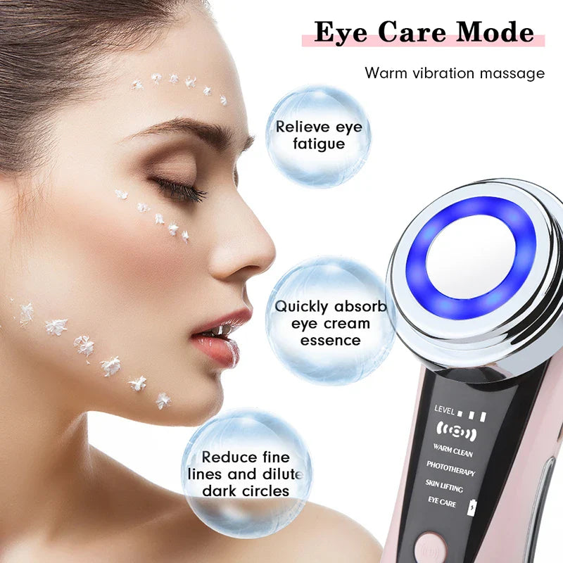 New 5 In 1 Handheld Ultrasonic Electric Photon Facial Massager Cleanser Face And Body Massage Beauty