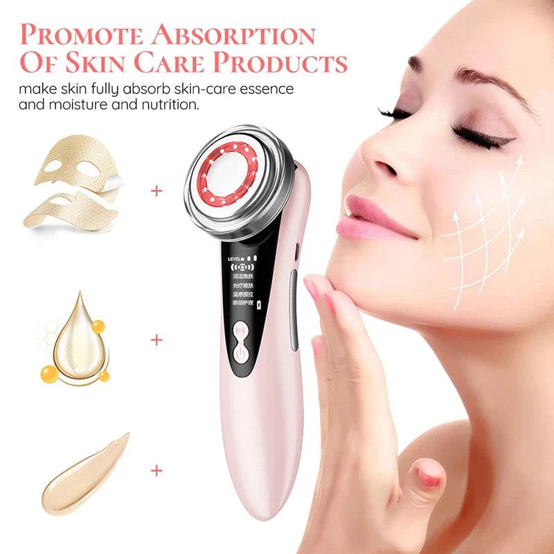 New 5 In 1 Handheld Ultrasonic Electric Photon Facial Massager Cleanser Face And Body Massage Beauty