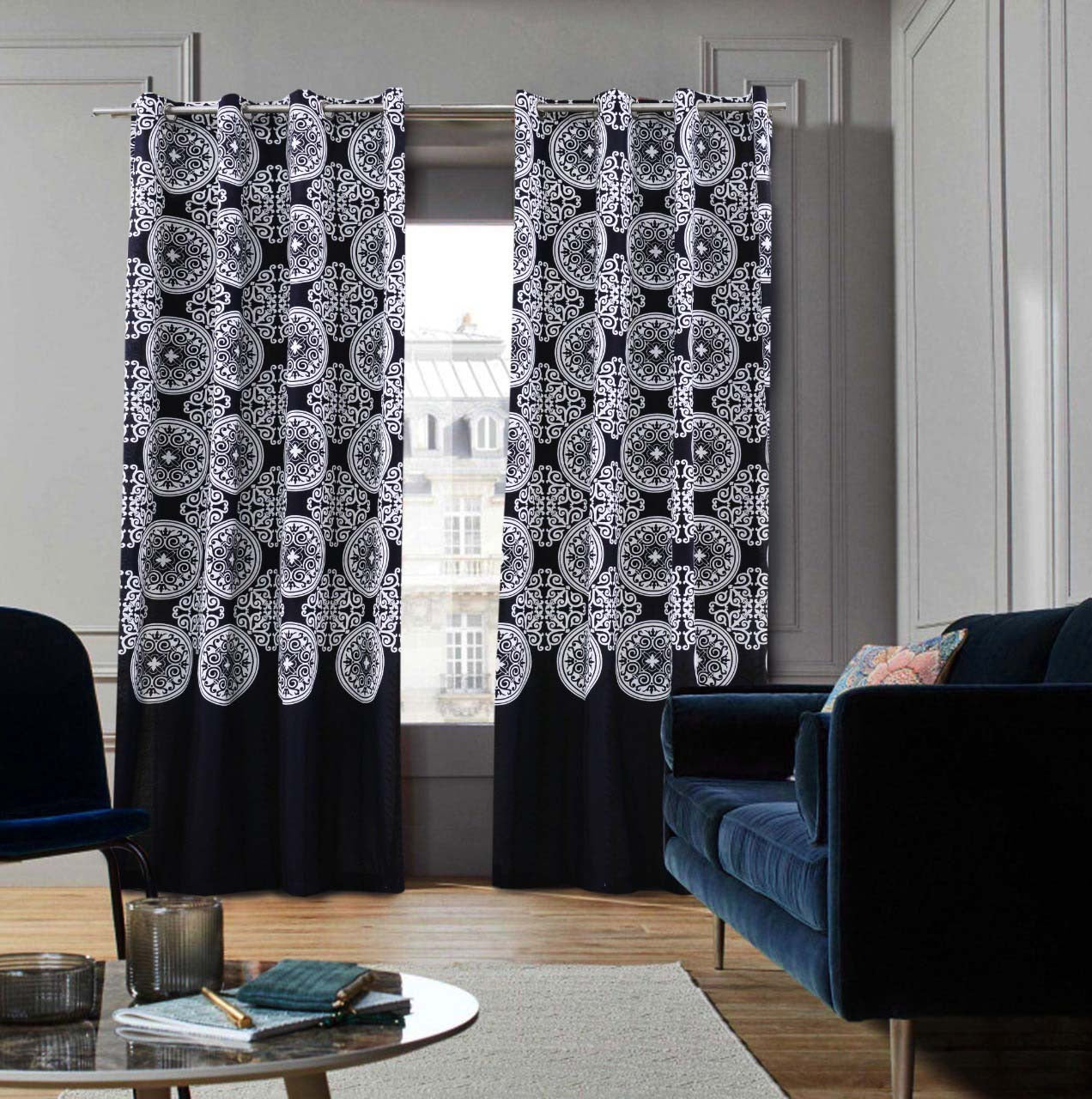 2 PCs Duck Curtains Panel-Marrakech Blue