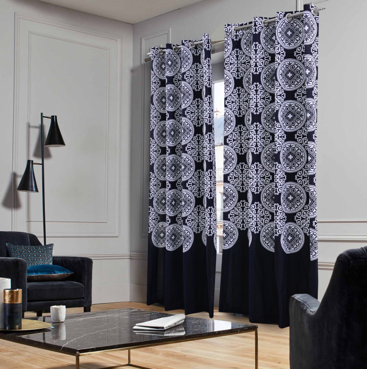 2 PCs Duck Curtains Panel-Marrakech Blue