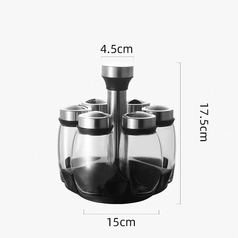 7 PCs 360 Rotatable Spice And Sugar Jar5449-With Stand