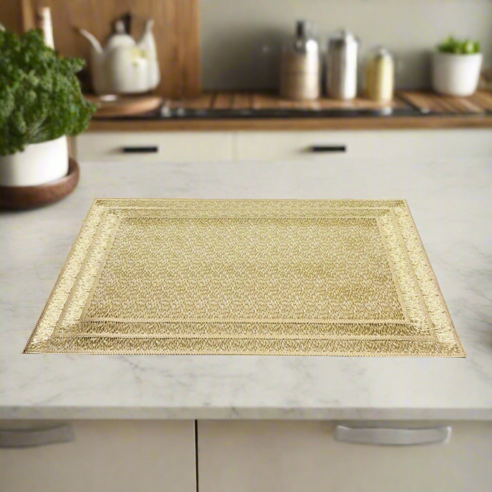 Rectangular Golden Placemats (Set of 2)