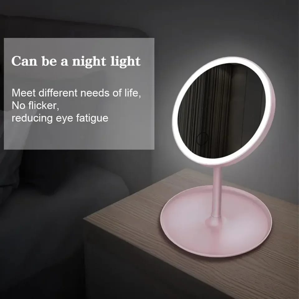 3 Modes LED Makeup Mirror with Storage Base-Pink(SA2405-161)